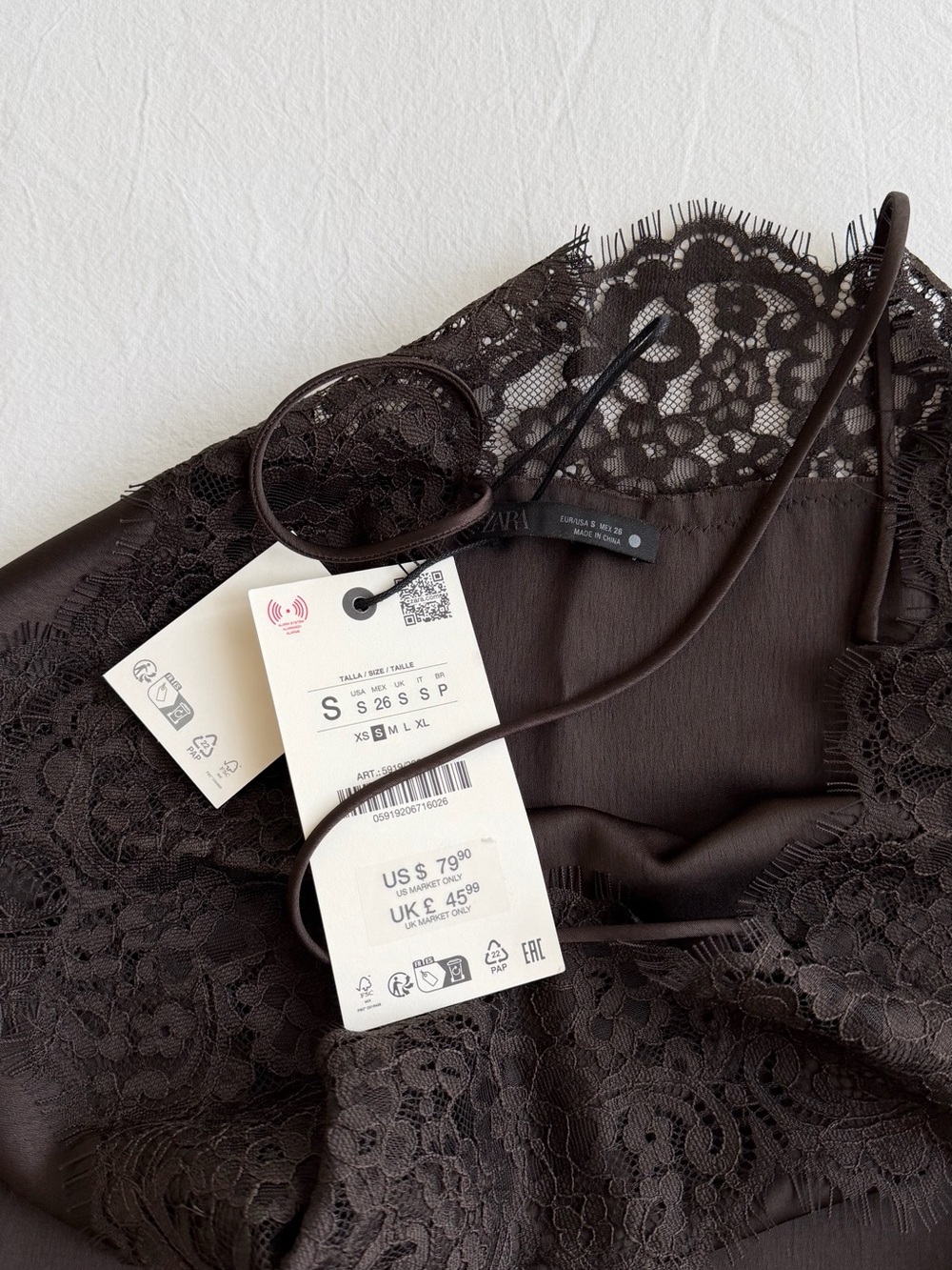 Zara brown satin lace top - Picture 3 of 3